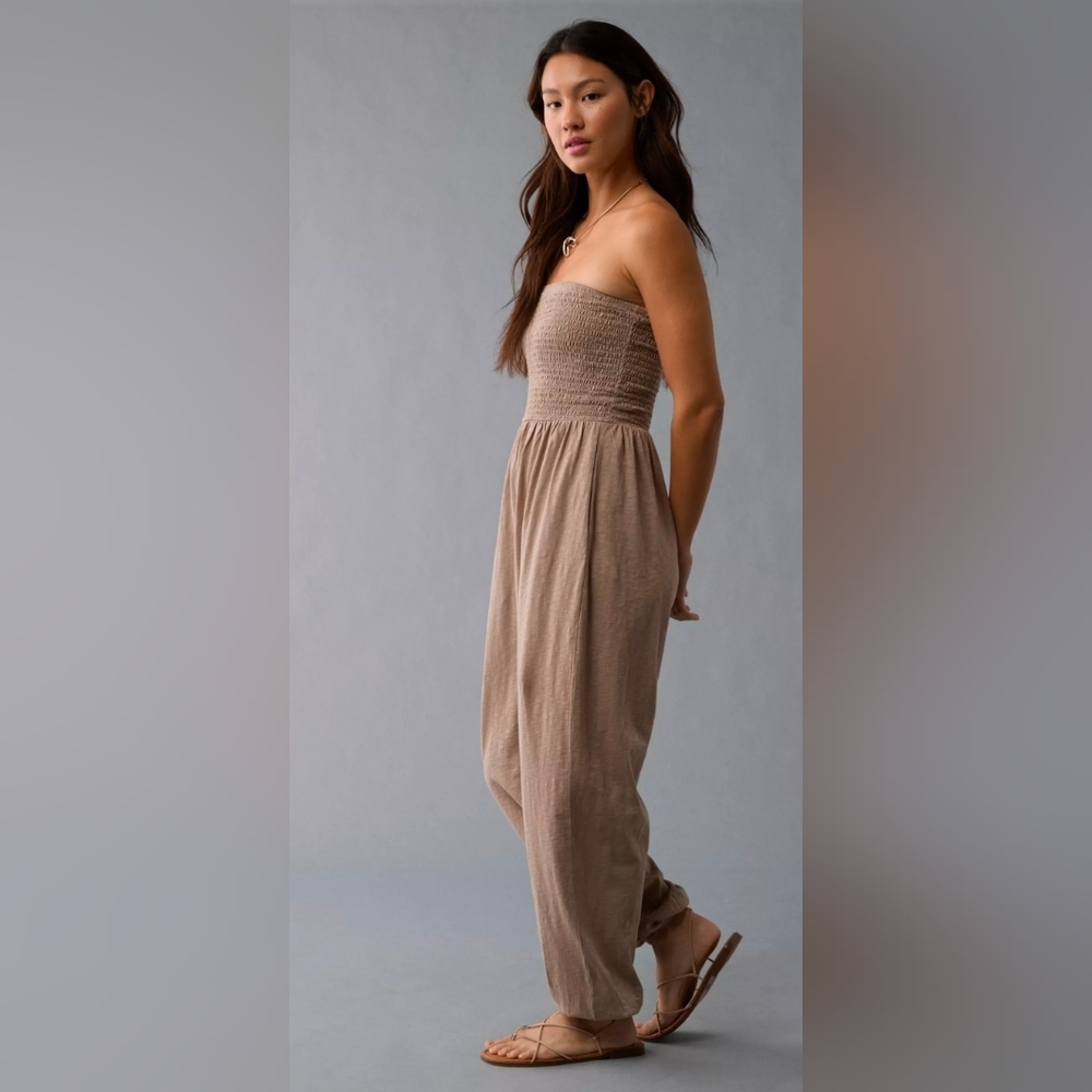 American Eagle Outfitters Tan Jumpsuit